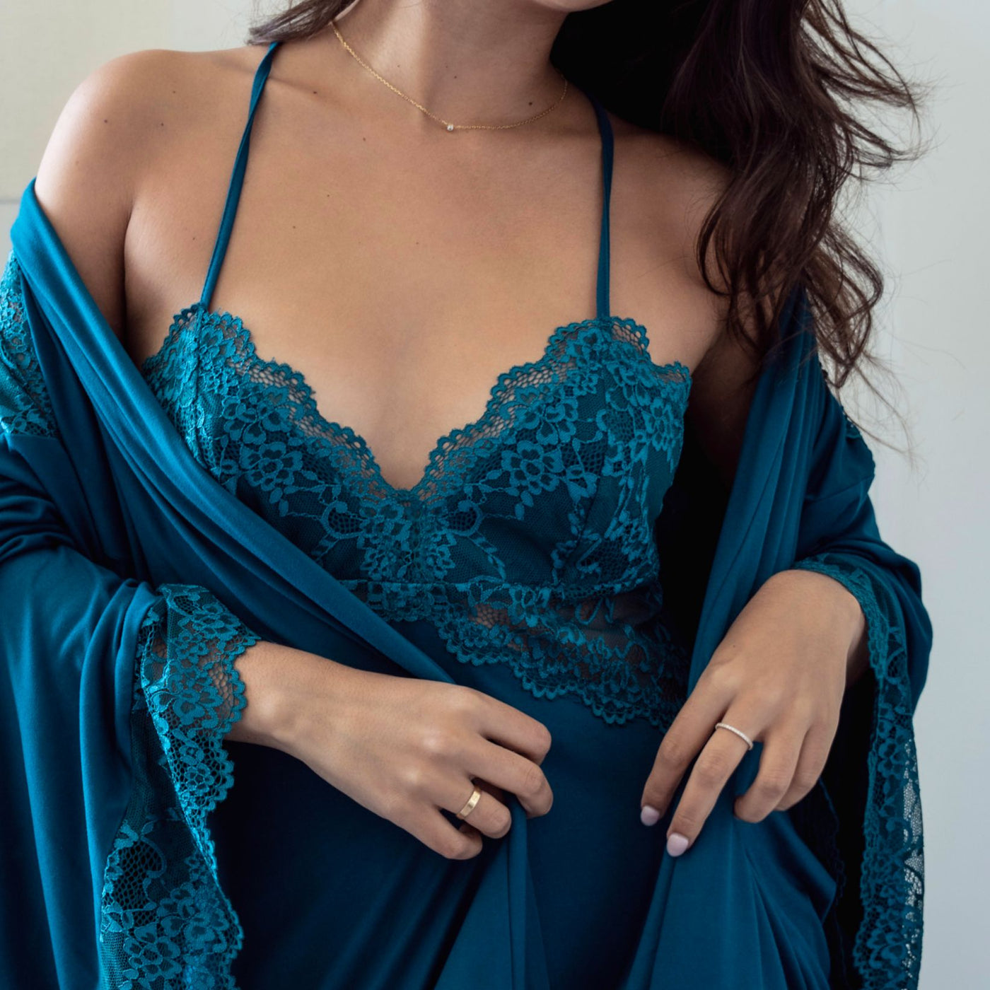 Jonquil Aegean Sea Chemise AGS010 in Deep Teal-Loungewear-Jonquil in Bloom-Deep Teal-XSmall-Anna Bella Fine Lingerie, Reveal Your Most Gorgeous Self!