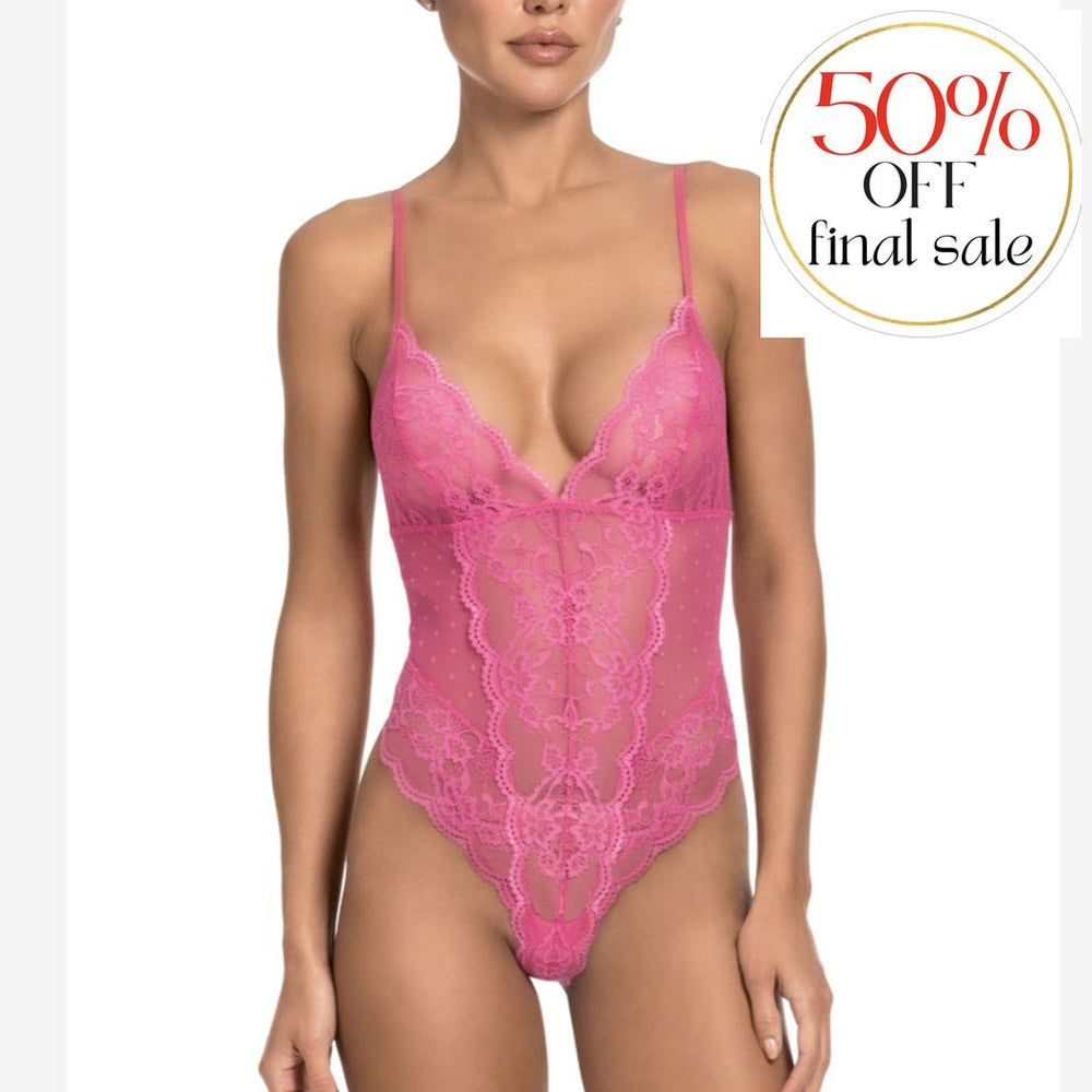 Jonquil Alice Teddy in Hot Pink AIC097-Bodysuit-Jonquil in Bloom-Hot Pink-XSmall-Anna Bella Fine Lingerie, Reveal Your Most Gorgeous Self!
