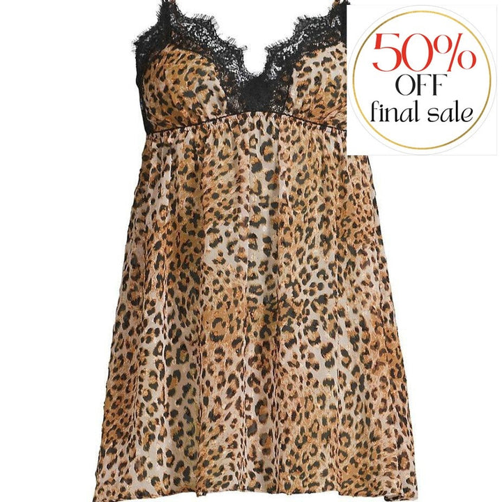 Jonquil Angela Babydoll in Leopard AGA180-Loungewear-Jonquil in Bloom-Leopard-XSmall-Anna Bella Fine Lingerie, Reveal Your Most Gorgeous Self!