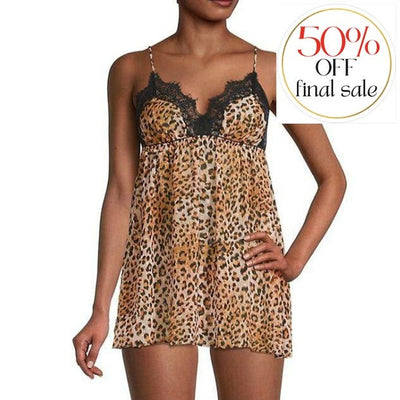 Jonquil Angela Babydoll in Leopard AGA180-Loungewear-Jonquil in Bloom-Leopard-XSmall-Anna Bella Fine Lingerie, Reveal Your Most Gorgeous Self!