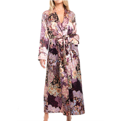 Jonquil Anna Long Robe ANZ135-Loungewear-Jonquil in Bloom-Plum-XSmall/Small-Anna Bella Fine Lingerie, Reveal Your Most Gorgeous Self!