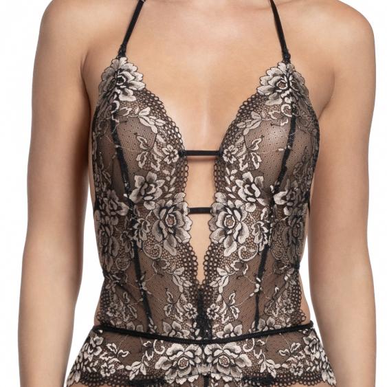 Jonquil Aviva Teddy in Black/Gold AVV094-Robes-Jonquil in Bloom-Black/Gold-XSmall-Anna Bella Fine Lingerie, Reveal Your Most Gorgeous Self!