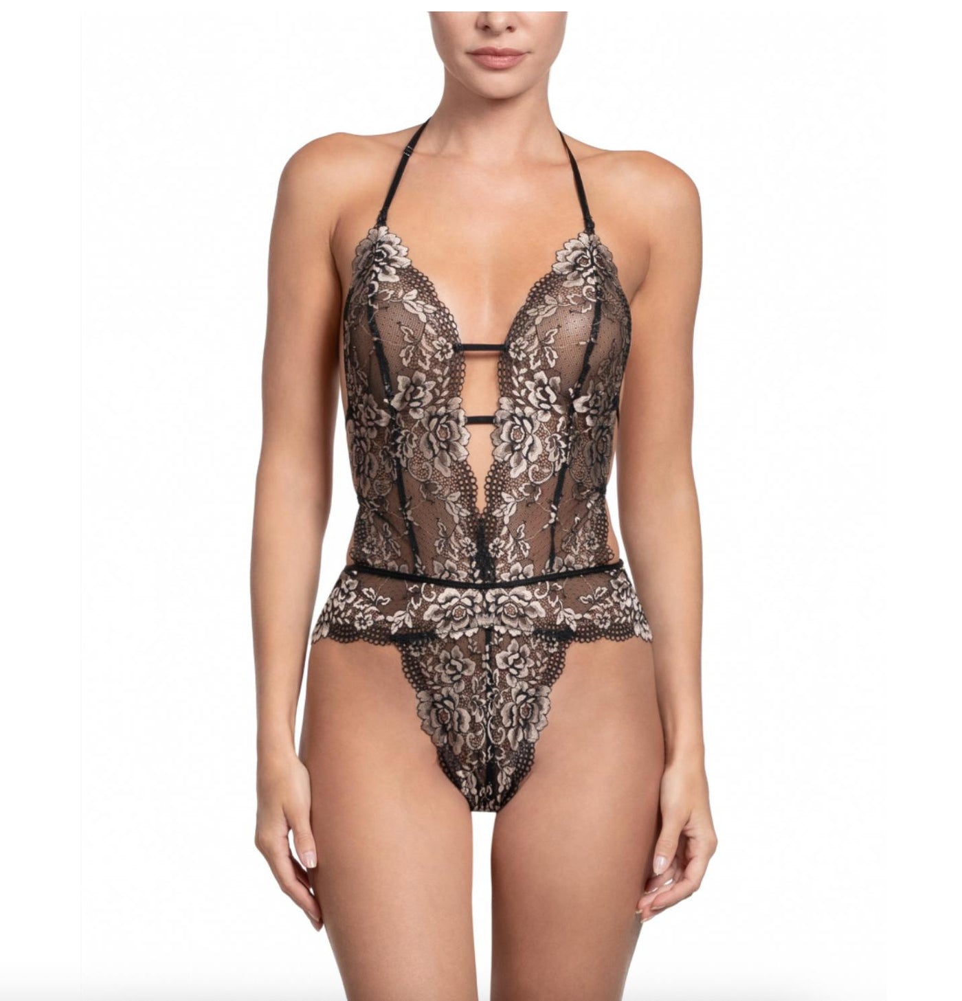Jonquil Aviva Teddy in Black/Gold AVV094-Robes-Jonquil in Bloom-Black/Gold-XSmall-Anna Bella Fine Lingerie, Reveal Your Most Gorgeous Self!