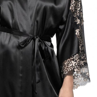 Jonquil Aviva Wrap in Black/Gold AVV030-Robes-Jonquil in Bloom-Black/Gold-XSmall/Small-Anna Bella Fine Lingerie, Reveal Your Most Gorgeous Self!