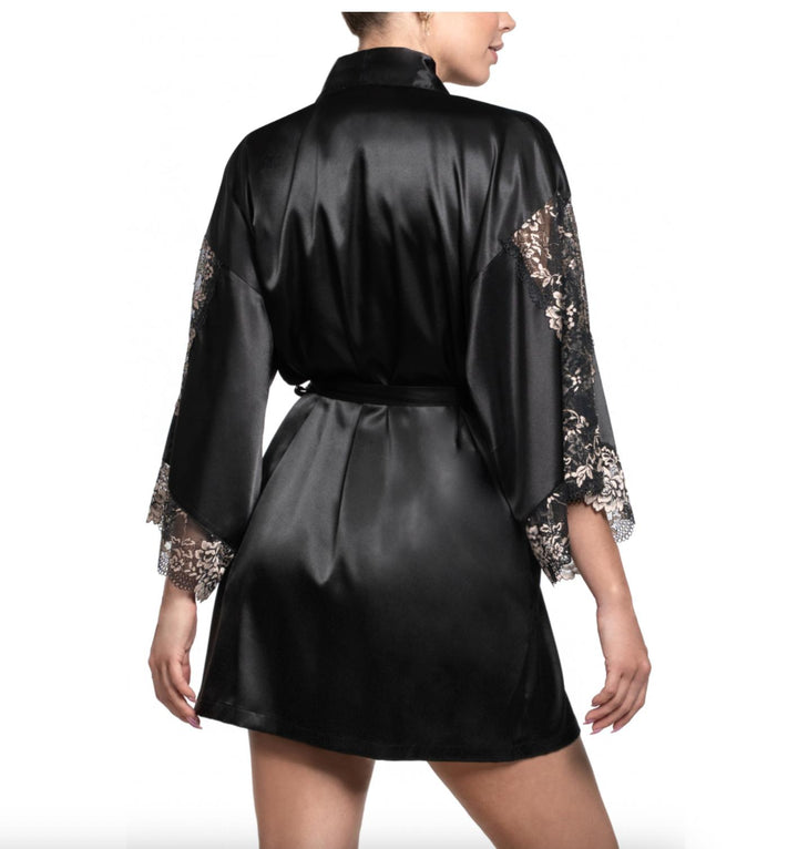 Jonquil Aviva Wrap in Black/Gold AVV030-Robes-Jonquil in Bloom-Black/Gold-XSmall/Small-Anna Bella Fine Lingerie, Reveal Your Most Gorgeous Self!