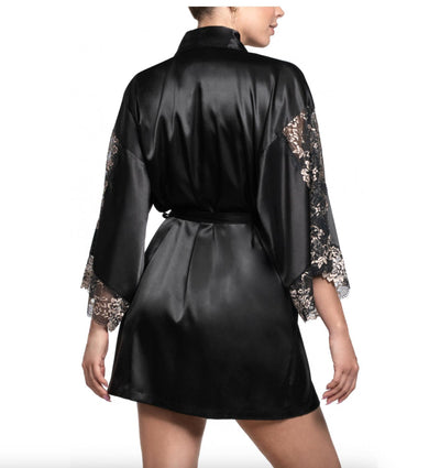 Jonquil Aviva Wrap in Black/Gold AVV030-Robes-Jonquil in Bloom-Black/Gold-XSmall/Small-Anna Bella Fine Lingerie, Reveal Your Most Gorgeous Self!
