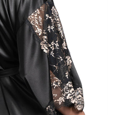 Jonquil Aviva Wrap in Black/Gold AVV030-Robes-Jonquil in Bloom-Black/Gold-XSmall/Small-Anna Bella Fine Lingerie, Reveal Your Most Gorgeous Self!