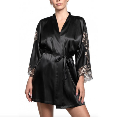 Jonquil Aviva Wrap in Black/Gold AVV030-Robes-Jonquil in Bloom-Black/Gold-XSmall/Small-Anna Bella Fine Lingerie, Reveal Your Most Gorgeous Self!