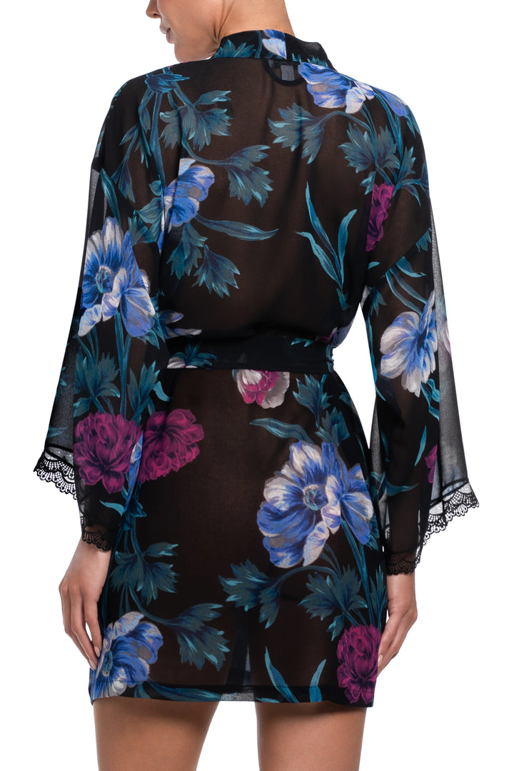 Jonquil Bailee Wrap BEE130-Robes-Jonquil in Bloom-Black Print-XSmall/Small-Anna Bella Fine Lingerie, Reveal Your Most Gorgeous Self!