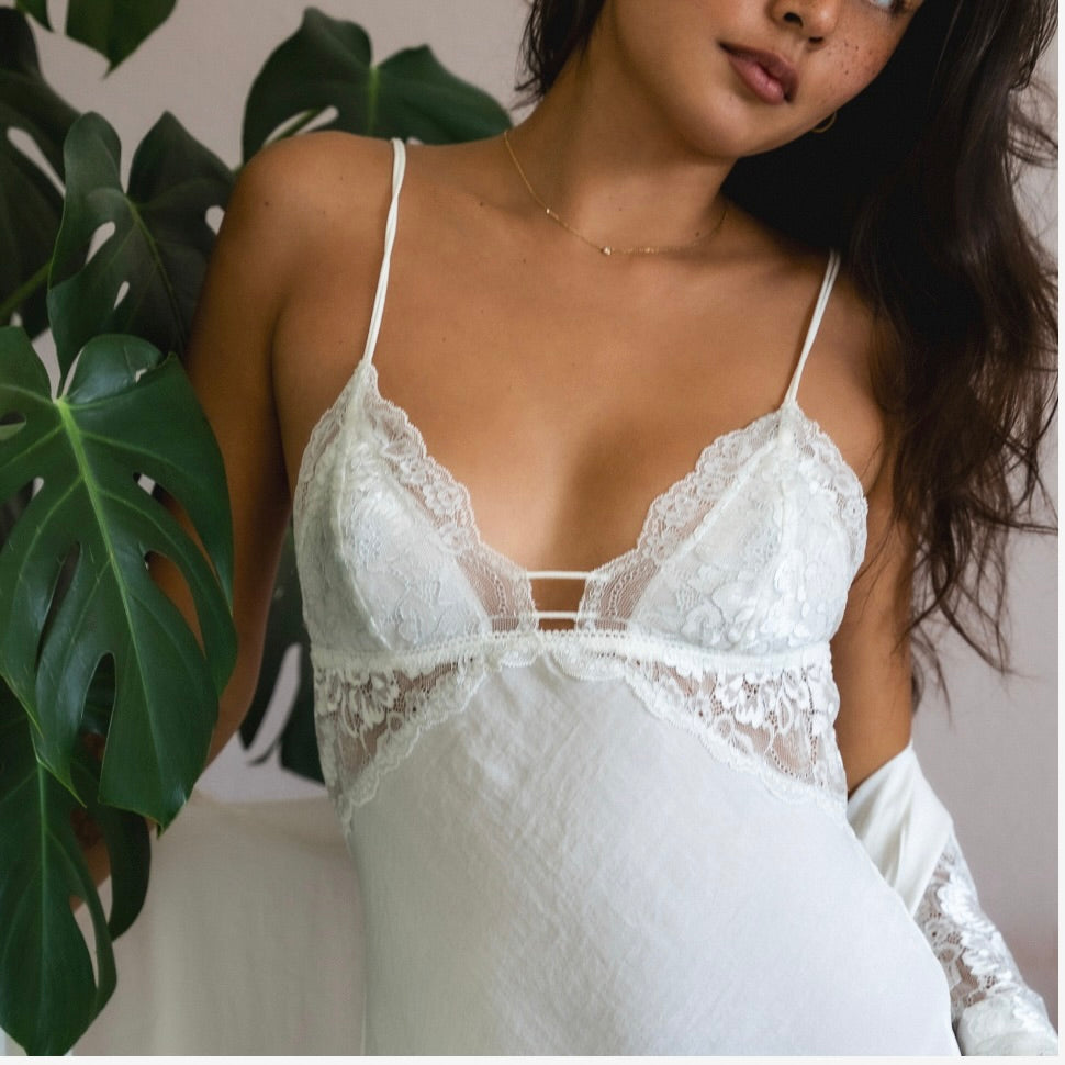 Jonquil Bridal Chemise in Ivory SIV010-Loungewear-Jonquil in Bloom-Ivory-XSmall-Anna Bella Fine Lingerie, Reveal Your Most Gorgeous Self!