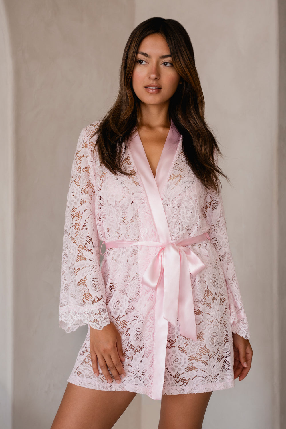 Jonquil Brynleigh Wrap in Light Pink BYN030-Robes-Jonquil in Bloom-Light Pink-XSmall/Small-Anna Bella Fine Lingerie, Reveal Your Most Gorgeous Self!