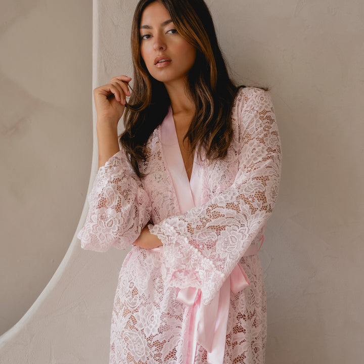 Jonquil Brynleigh Wrap in Light Pink BYN030-Robes-Jonquil in Bloom-Light Pink-XSmall/Small-Anna Bella Fine Lingerie, Reveal Your Most Gorgeous Self!