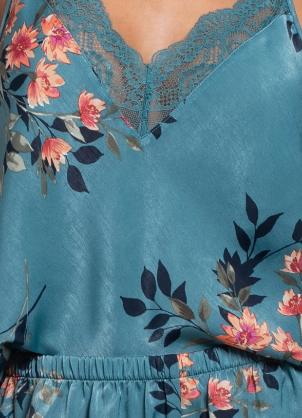 Jonquil Carlie Cami Short Set CRZ240 in Caribbean Blue-Sleepwear-Jonquil in Bloom-Caribbean Blue-XSmall-Anna Bella Fine Lingerie, Reveal Your Most Gorgeous Self!