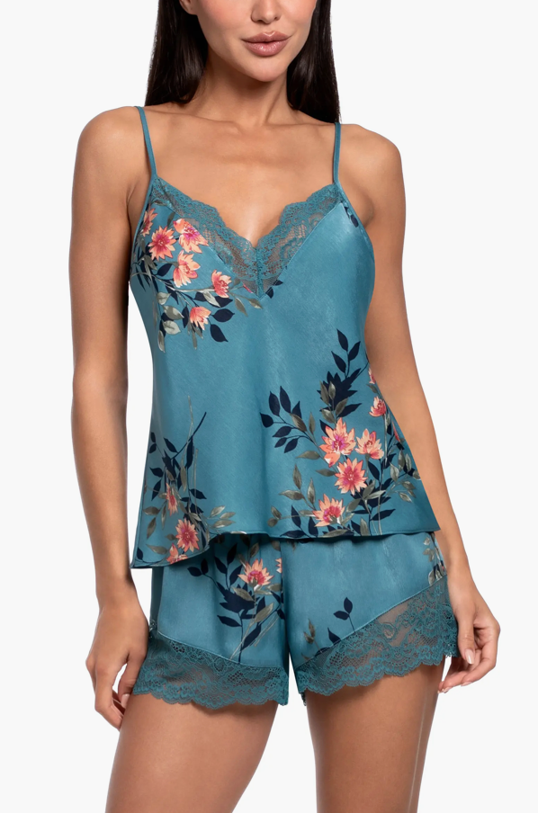 Jonquil Carlie Cami Short Set CRZ240 in Caribbean Blue-Sleepwear-Jonquil in Bloom-Caribbean Blue-XSmall-Anna Bella Fine Lingerie, Reveal Your Most Gorgeous Self!