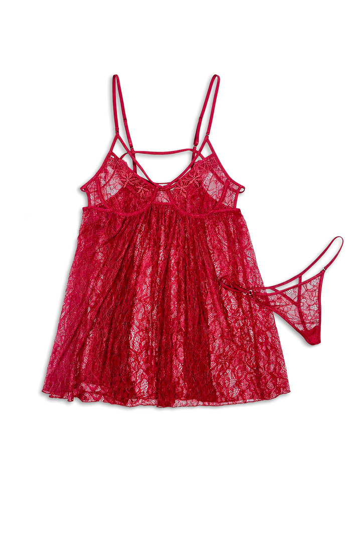 Jonquil Cassie Babydoll in Bright Red CSZ081-Sleepwear-Jonquil in Bloom-Bright Red-XSmall-Anna Bella Fine Lingerie, Reveal Your Most Gorgeous Self!