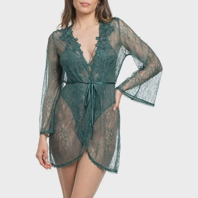 Jonquil Cassie Wrap CSZ030 in Juniper-Robes-Jonquil in Bloom-Juniper-XSmall/Small-Anna Bella Fine Lingerie, Reveal Your Most Gorgeous Self!