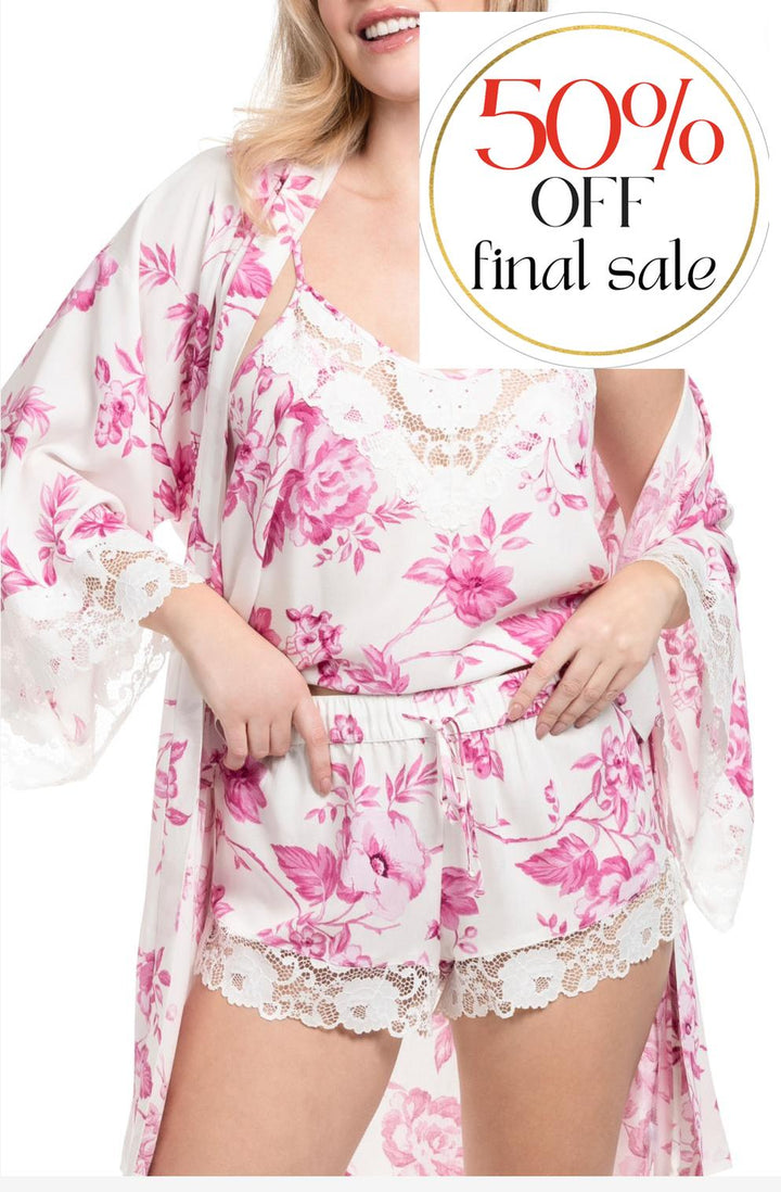 Jonquil Days of Summer Wrap DOS230-Robes-Jonquil in Bloom-Orchid Print-XSmall/Small-Anna Bella Fine Lingerie, Reveal Your Most Gorgeous Self!