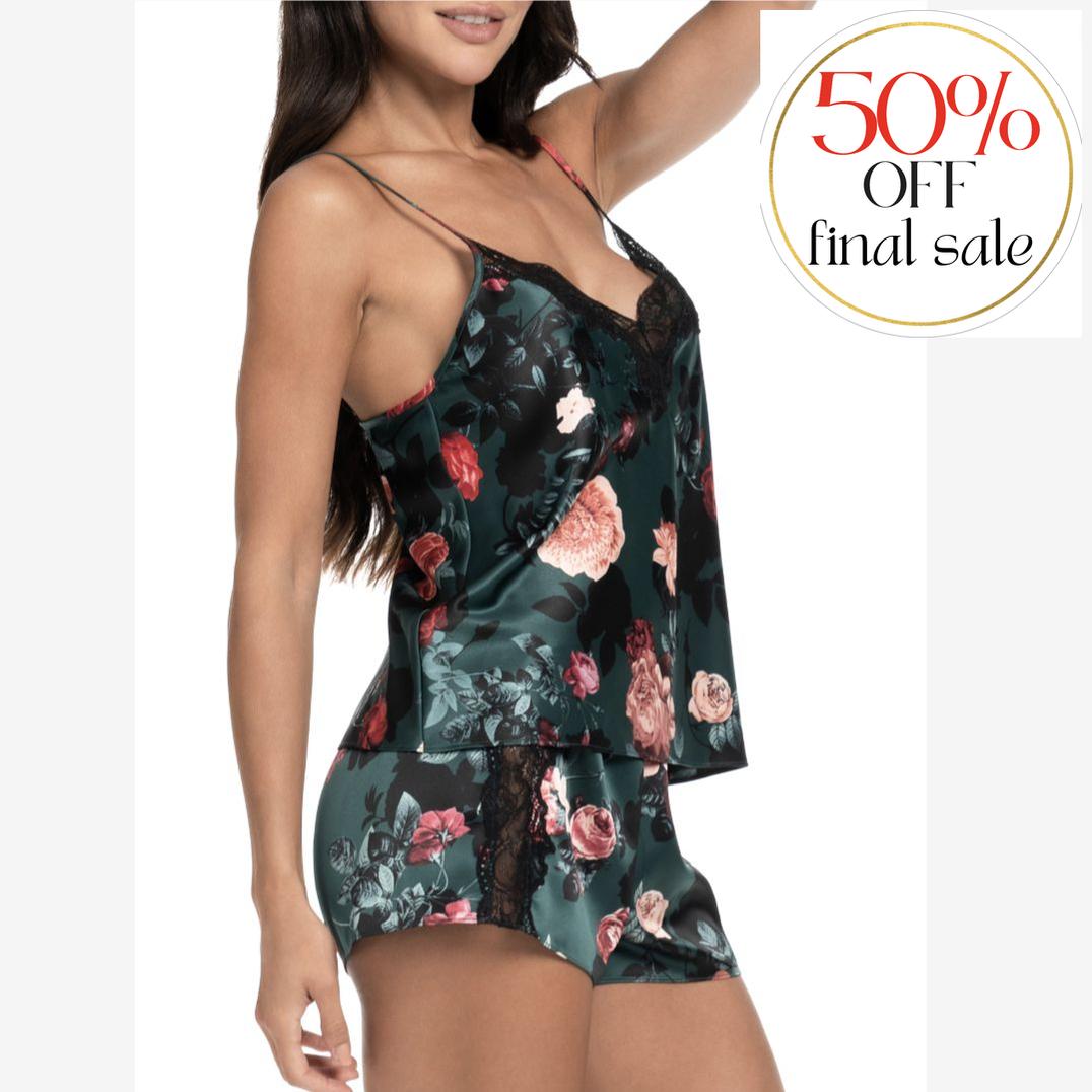 Jonquil Elora Cami Short Set in Forest Green EOA140-Loungewear-Jonquil in Bloom-Forest Green-XSmall-Anna Bella Fine Lingerie, Reveal Your Most Gorgeous Self!