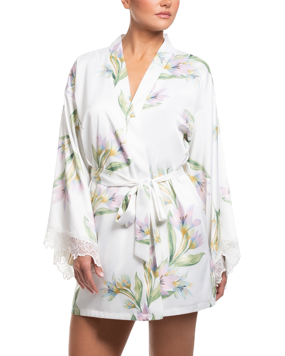 Jonquil Elyse Wrap in Ivory Print EYE130-Robes-Jonquil in Bloom-Ivory Print-XSmall/Small-Anna Bella Fine Lingerie, Reveal Your Most Gorgeous Self!