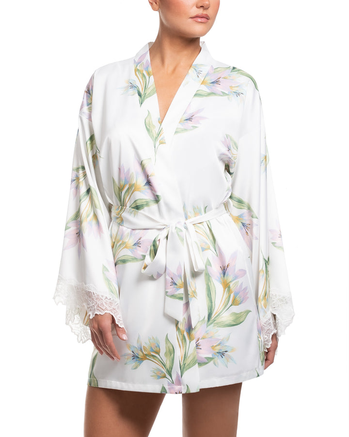 Jonquil Elyse Wrap in Ivory Print EYE130-Robes-Jonquil in Bloom-Ivory Print-XSmall/Small-Anna Bella Fine Lingerie, Reveal Your Most Gorgeous Self!