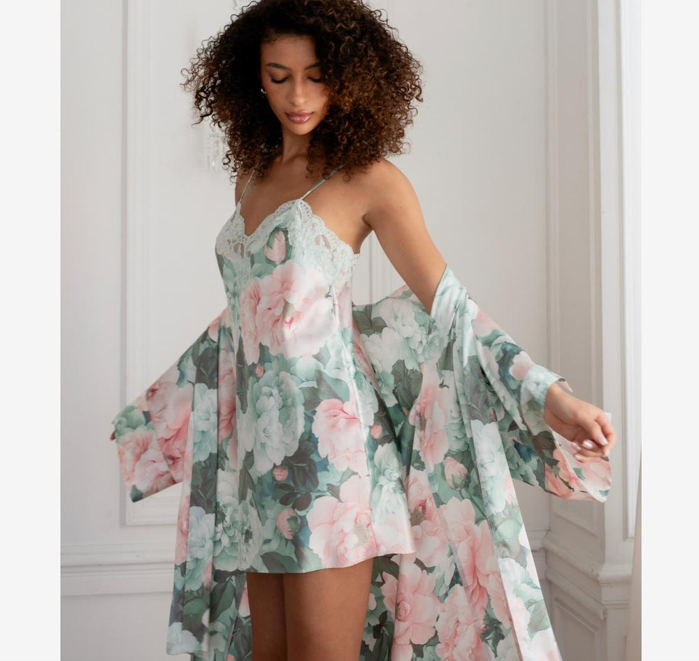 Jonquil Gracie Chemise GEC110 in Jade Frost-Sleepwear-Jonquil in Bloom-Jade Frost-XSmall-Anna Bella Fine Lingerie, Reveal Your Most Gorgeous Self!