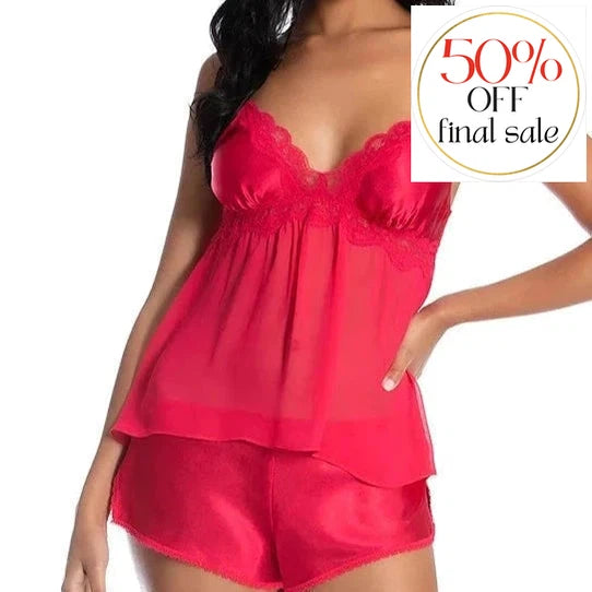 Jonquil Heidi Cami Short Set HED040-Anna Bella Fine Lingerie-Bright Red-XSmall-