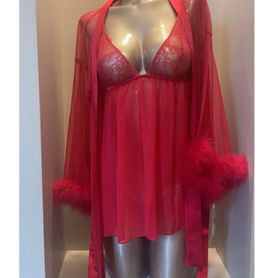 Jonquil Heidi Feather Wrap in Bright Red HED030-Robes-Jonquil in Bloom-Bright Red-XSmall/Small-Anna Bella Fine Lingerie, Reveal Your Most Gorgeous Self!
