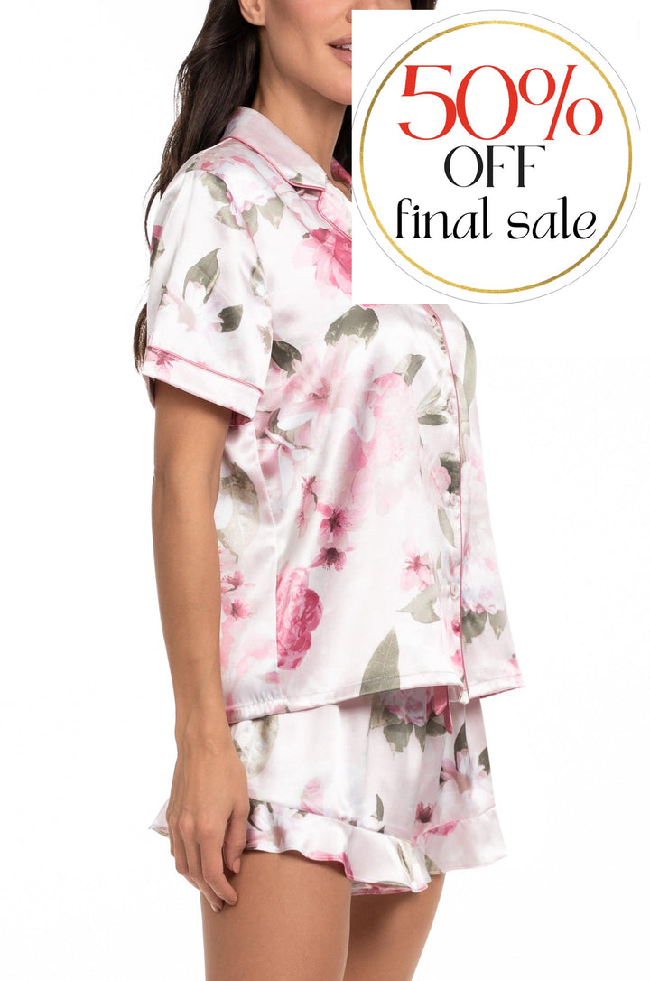 Jonquil Jovie Short Pajama Set JOV141-Sleepwear-Jonquil in Bloom-Rosewater-XSmall-Anna Bella Fine Lingerie, Reveal Your Most Gorgeous Self!