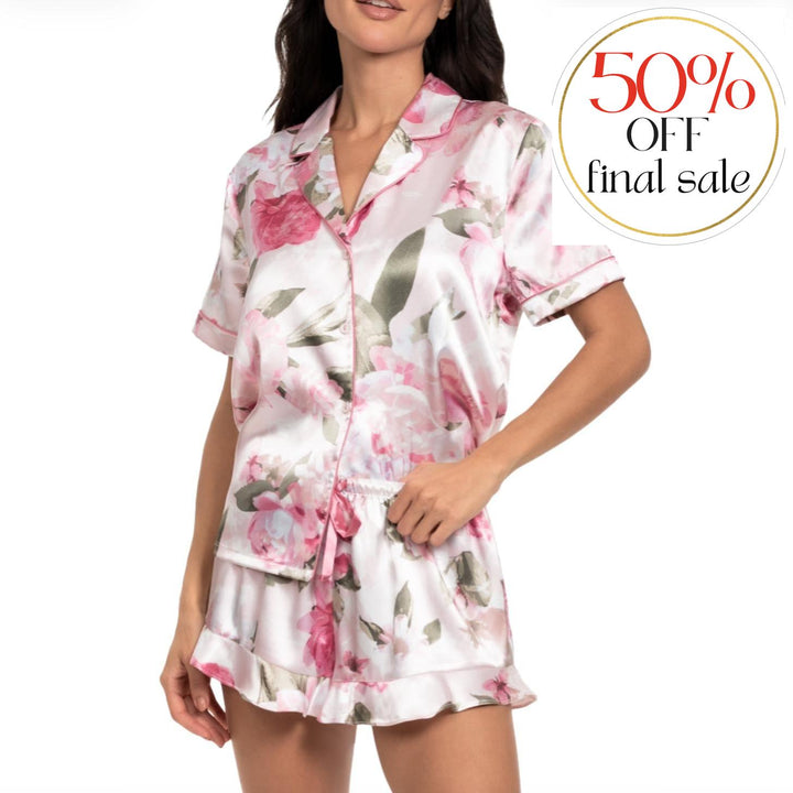 Jonquil Jovie Short Pajama Set JOV141-Sleepwear-Jonquil in Bloom-Rosewater-XSmall-Anna Bella Fine Lingerie, Reveal Your Most Gorgeous Self!