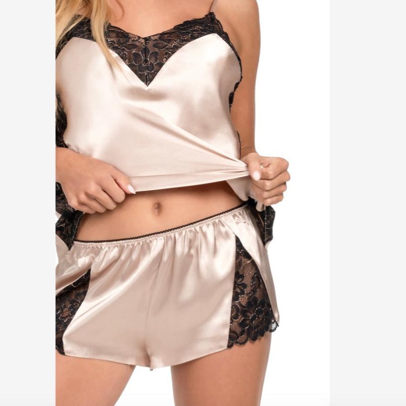 Jonquil La Belle Cami Short Set LBE040 in Gold-Anna Bella Fine Lingerie-Gold-XSmall-