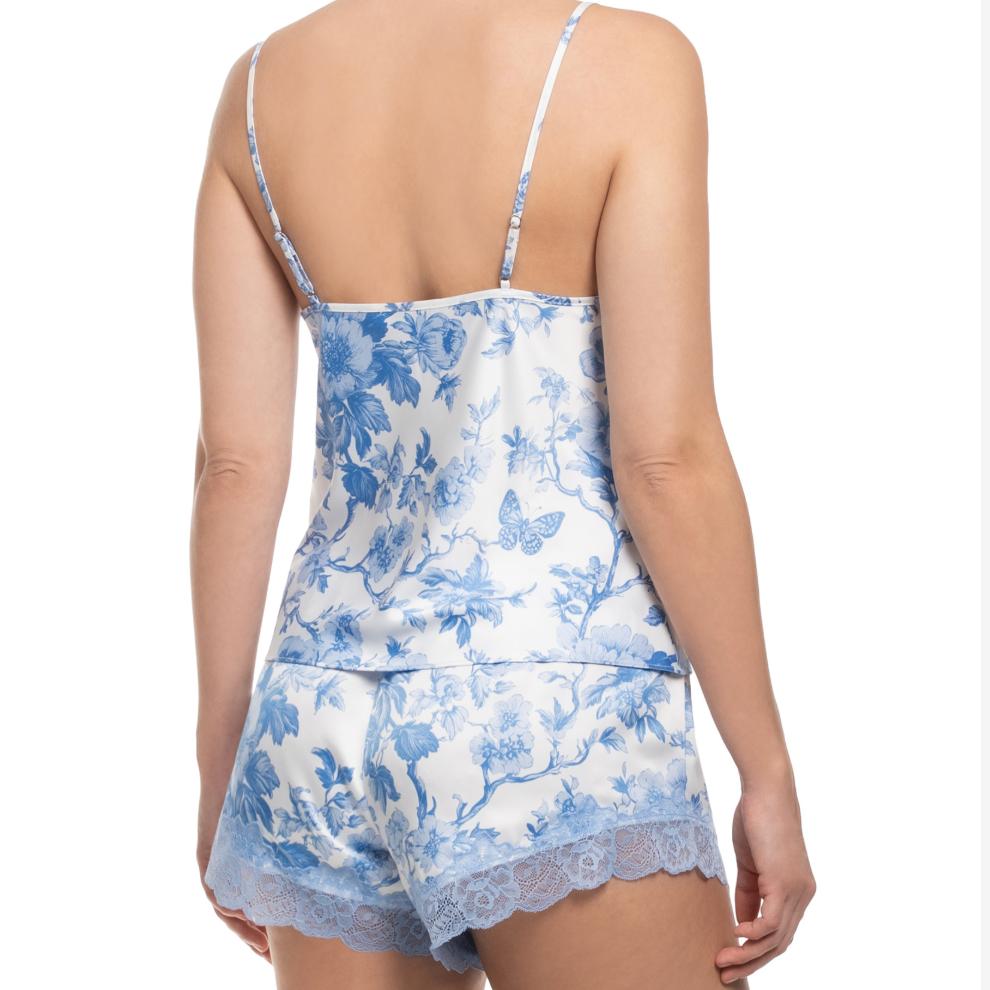 Jonquil Molleigh Cami Short Set MOH140-Sleepwear-Jonquil in Bloom-Ivory Blue Print-XSmall-Anna Bella Fine Lingerie, Reveal Your Most Gorgeous Self!