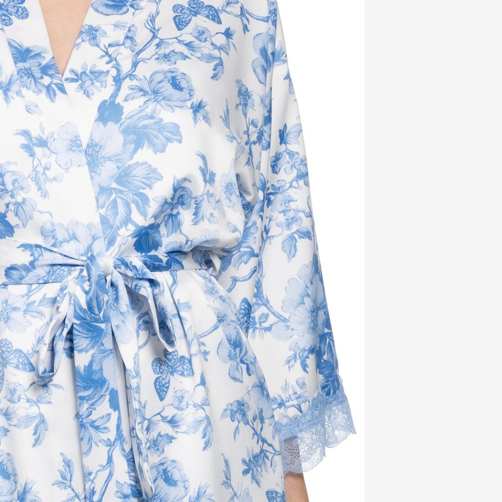 Jonquil Molleigh Wrap MOH130-Robes-Jonquil in Bloom-Ivory Blue Print-XSmall/Small-Anna Bella Fine Lingerie, Reveal Your Most Gorgeous Self!