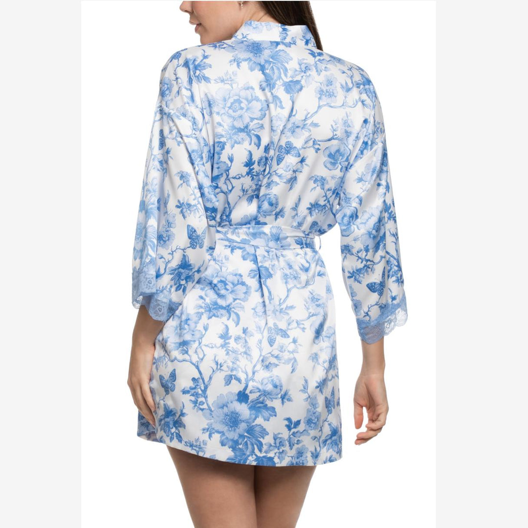 Jonquil Molleigh Wrap MOH130-Robes-Jonquil in Bloom-Ivory Blue Print-XSmall/Small-Anna Bella Fine Lingerie, Reveal Your Most Gorgeous Self!
