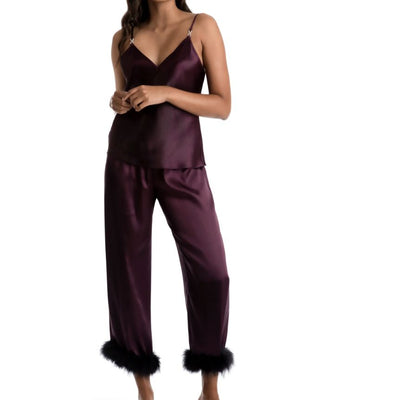 Jonquil Noelle Cami PJ Set in Plum NLE046-Loungewear-Jonquil in Bloom-Plum-XSmall-Anna Bella Fine Lingerie, Reveal Your Most Gorgeous Self!
