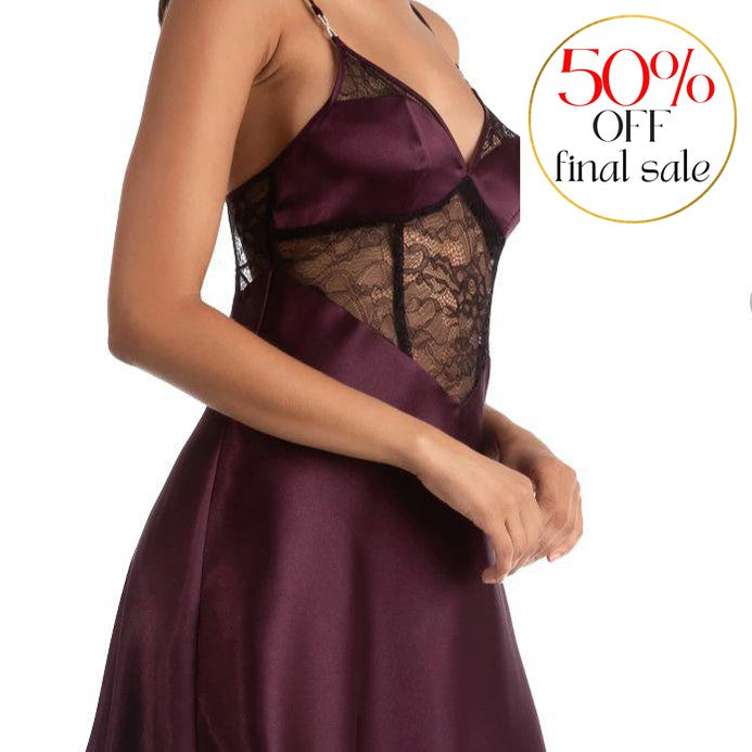 Jonquil Noelle Chemise in Plum NLE010-Loungewear-Jonquil in Bloom-Plum-XSmall-Anna Bella Fine Lingerie, Reveal Your Most Gorgeous Self!