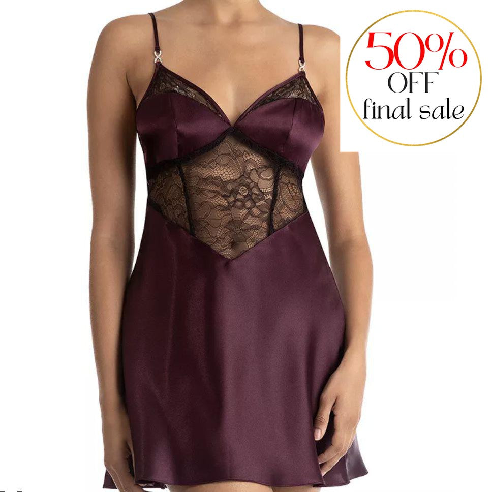 Jonquil Noelle Chemise in Plum NLE010-Loungewear-Jonquil in Bloom-Plum-XSmall-Anna Bella Fine Lingerie, Reveal Your Most Gorgeous Self!