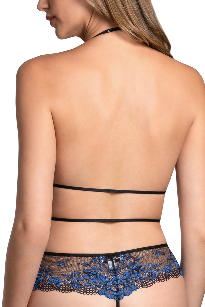 Jonquil Oakley Bodysuit in Black/Blue OAK094-Bodysuit-Jonquil in Bloom-Black/Blue-XSmall-Anna Bella Fine Lingerie, Reveal Your Most Gorgeous Self!