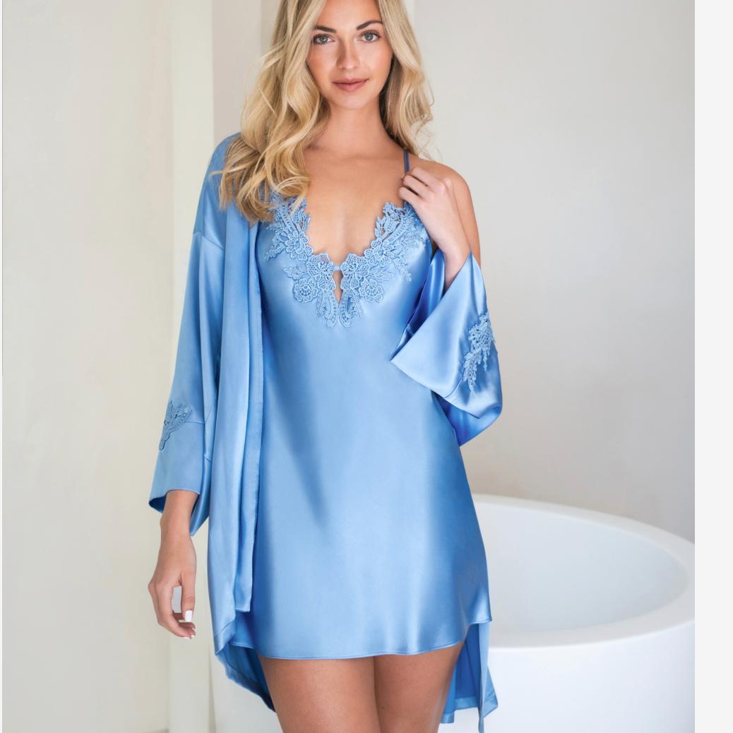 Jonquil Raelynn Wrap RLN030-Robes-Jonquil in Bloom-Cornflower Blue-XSmall/Small-Anna Bella Fine Lingerie, Reveal Your Most Gorgeous Self!