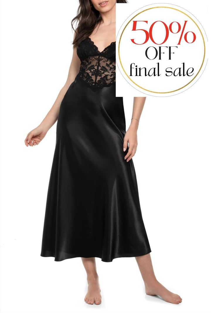 Jonquil Rosalie Gown RSQ020 in Black-Loungewear-Jonquil in Bloom-Black-Small-Anna Bella Fine Lingerie, Reveal Your Most Gorgeous Self!
