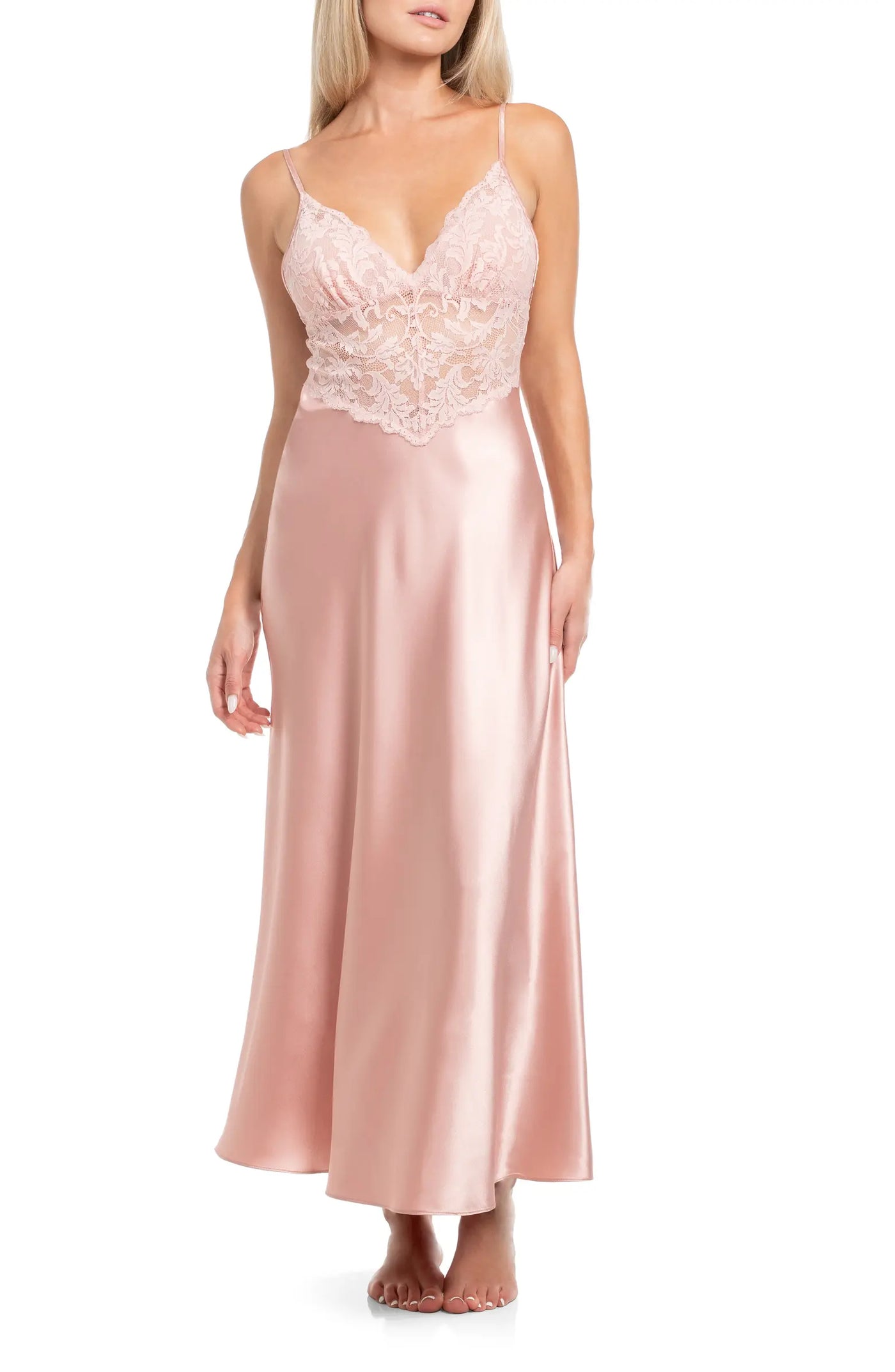 Jonquil Rosalie Gown RSQ020 in Rose Dawn-Loungewear-Jonquil in Bloom-Rose Dawn-Small-Anna Bella Fine Lingerie, Reveal Your Most Gorgeous Self!