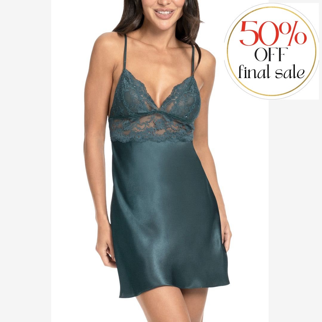 Jonquil rory Chemise in Pine ROY010-Loungewear-Jonquil in Bloom-Pine-XSmall-Anna Bella Fine Lingerie, Reveal Your Most Gorgeous Self!