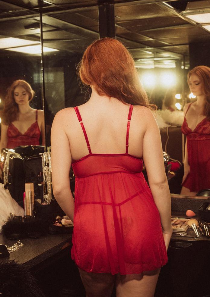 Kilo Brava Babydoll with G-String 16215 in Scarlett-Loungewear-Kilo Brava-Scarlett-Small-Anna Bella Fine Lingerie, Reveal Your Most Gorgeous Self!