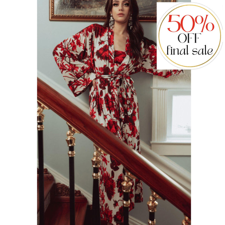 Kilo Brava Chippendale Floral Robe 17084-Robes-Kilo Brava-Chippendal Floral-Small-Anna Bella Fine Lingerie, Reveal Your Most Gorgeous Self!