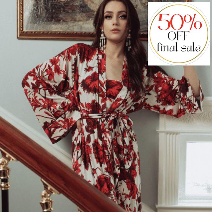 Kilo Brava Chippendale Floral Robe 17084-Robes-Kilo Brava-Chippendal Floral-Small-Anna Bella Fine Lingerie, Reveal Your Most Gorgeous Self!