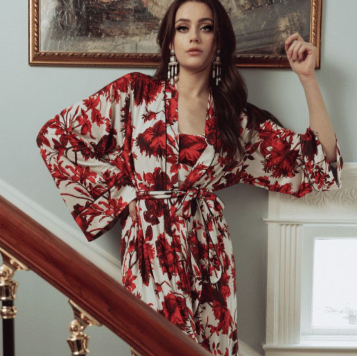 Kilo Brava Chippendale Floral Robe 17084-Robes-Kilo Brava-Chippendal Floral-Small-Anna Bella Fine Lingerie, Reveal Your Most Gorgeous Self!