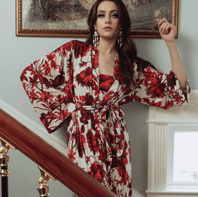 Kilo Brava Chippendale Floral Robe 17084-Robes-Kilo Brava-Chippendal Floral-Small-Anna Bella Fine Lingerie, Reveal Your Most Gorgeous Self!