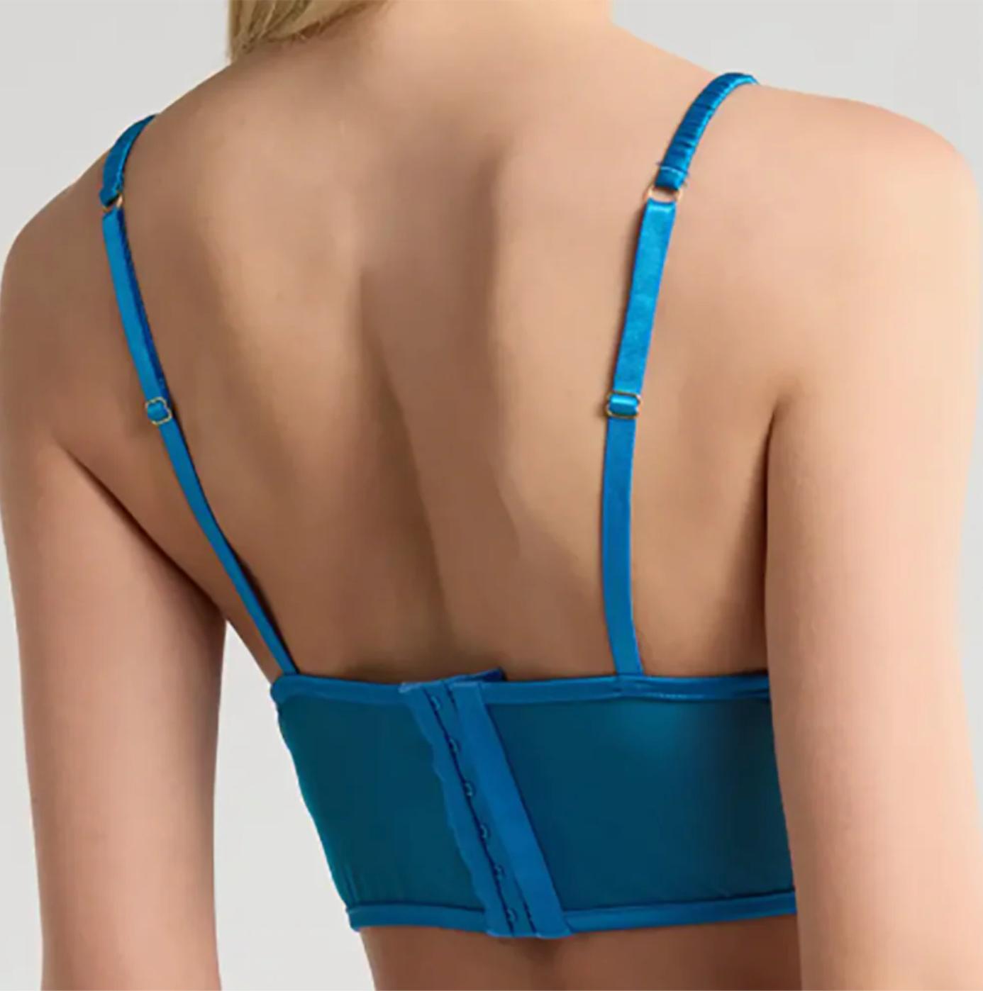 Kilo Brava Embrodiery Longline Bralette in Hawaiian Blue 11243-Bralette-Kilo Brava-Hawaiian Blue-Small-Anna Bella Fine Lingerie, Reveal Your Most Gorgeous Self!