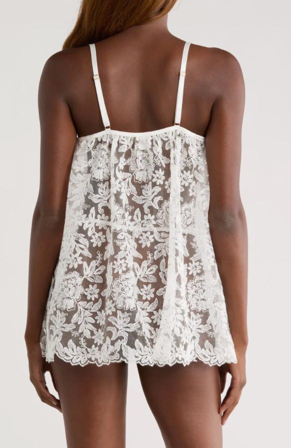 Kilo Brava Embroidered Collection Mini Slip 16208-Loungewear-Kilo Brava-White-Small-Anna Bella Fine Lingerie, Reveal Your Most Gorgeous Self!