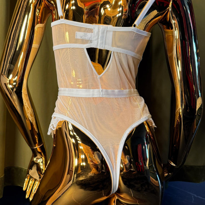 Kilo Brava Embroidery Collection Underwired Bodysuit 13203-Bodysuit-Kilo Brava-White-Small-Anna Bella Fine Lingerie, Reveal Your Most Gorgeous Self!