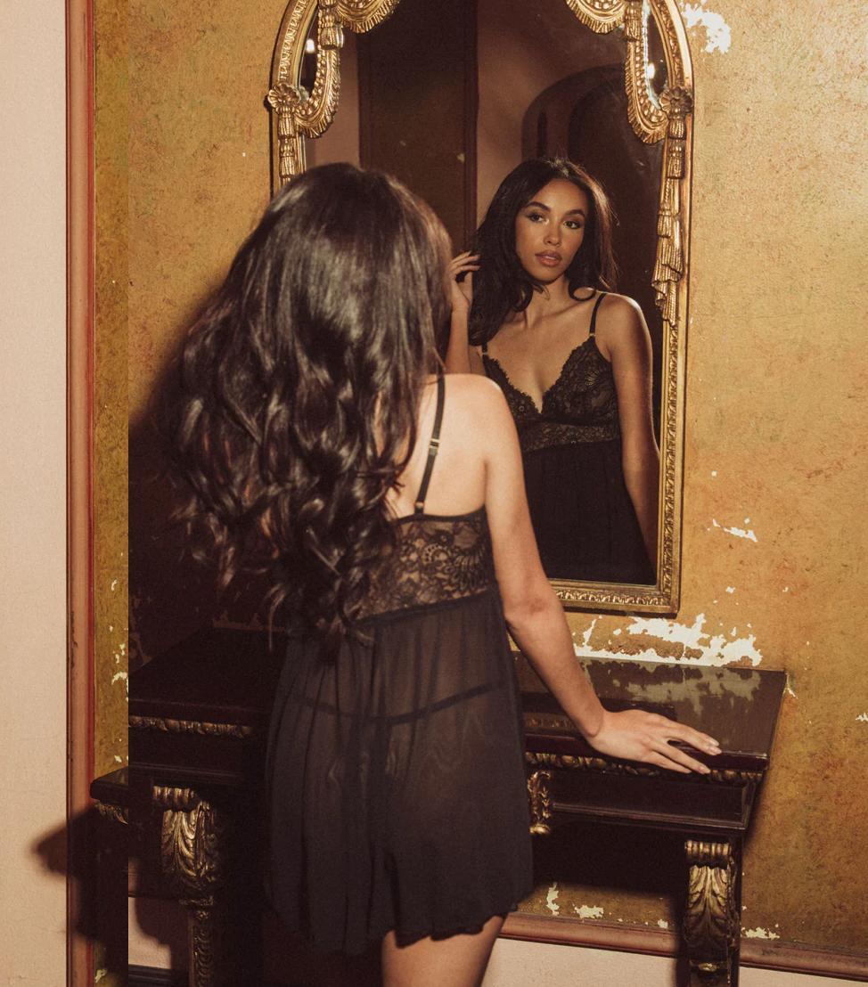 Kilo Brava Lace Collection Babydoll 16216-Loungewear-Kilo Brava-Black-Small-Anna Bella Fine Lingerie, Reveal Your Most Gorgeous Self!